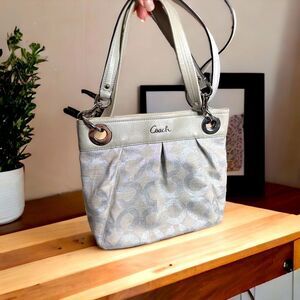 Coach Shoulder or Crossbody Bag Silver Canvas